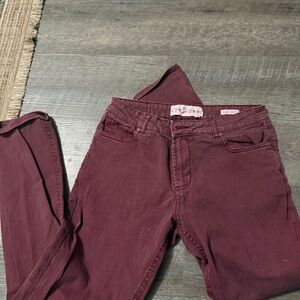 LONDONJEAN Women's Deep Burgundy Skinny Jeans